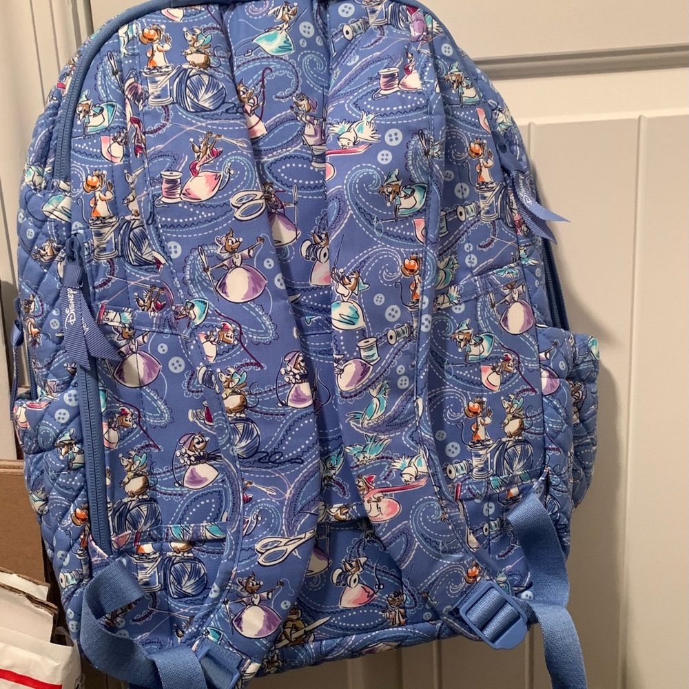 NWT Cinderella Vera Bradley disney campus backpack blue paisley friends mice - Picture 3 of 4